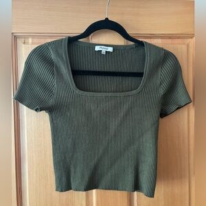 Madewell Olive Ribbed Short Sleeve Top